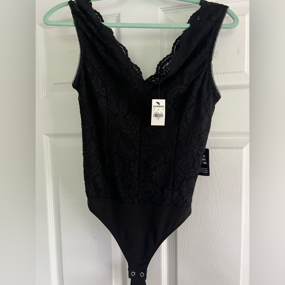 Express Black Lace Sleeveless Bodysuit